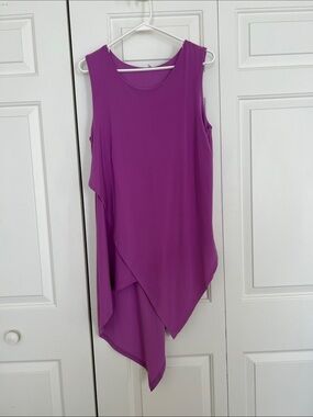 Sleeveless Asymmetric Purple Tunic Dress